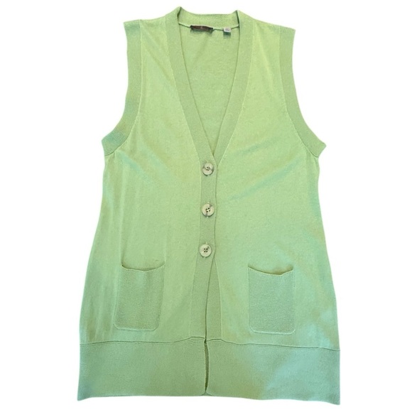 cullen Sweaters - Cullen Mint Green Sleeveless Cotton/Cashmere Tunic Cardigan Size Large MSRP $149